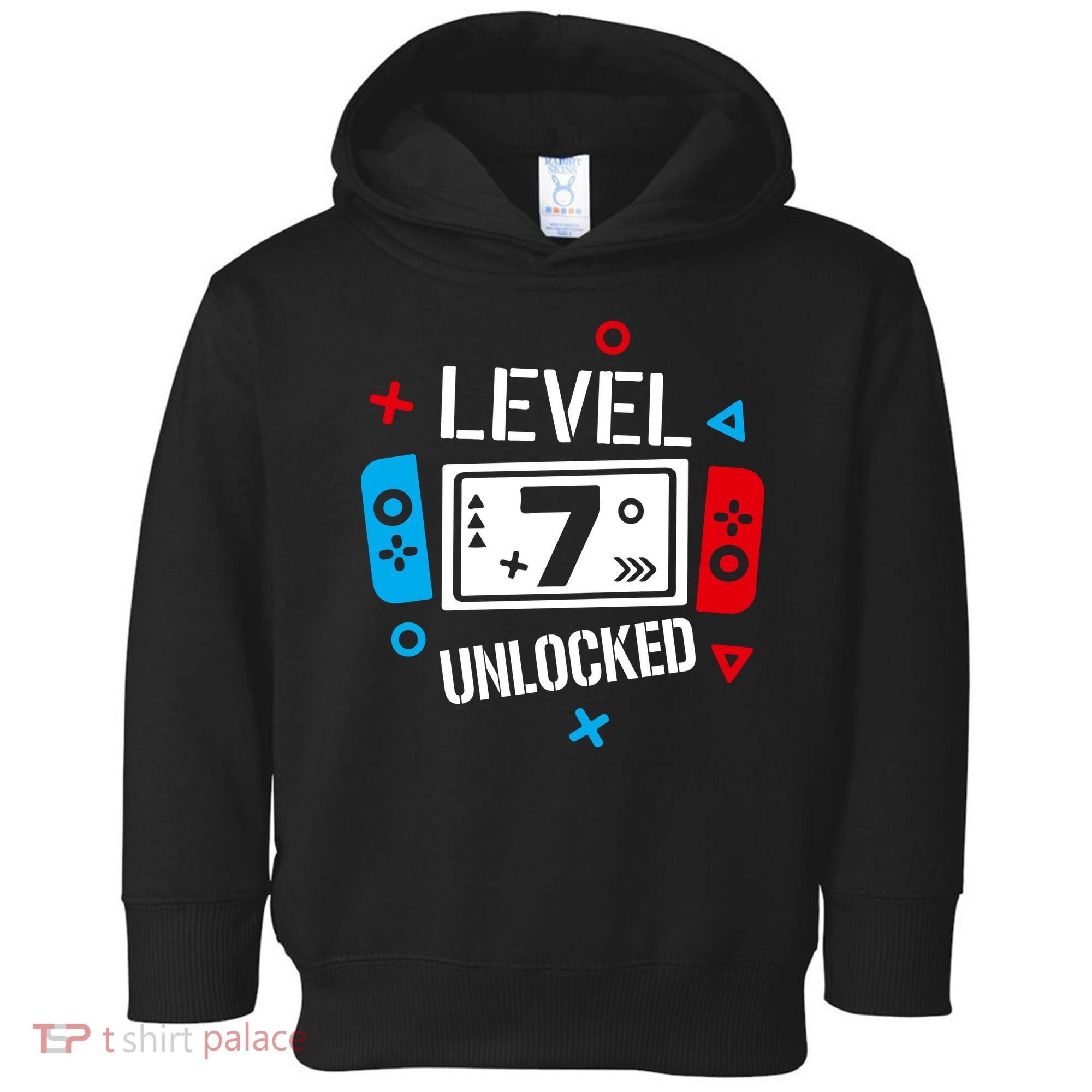 Level 7 Unlocked Birthday, 7th Birthday Boy Gamer, 7 Years Old Gamer Toddler Hoodie