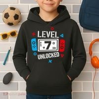 Level 7 Unlocked Birthday, 7th Birthday Boy Gamer, 7 Years Old Gamer Kids Hoodie thumb 2