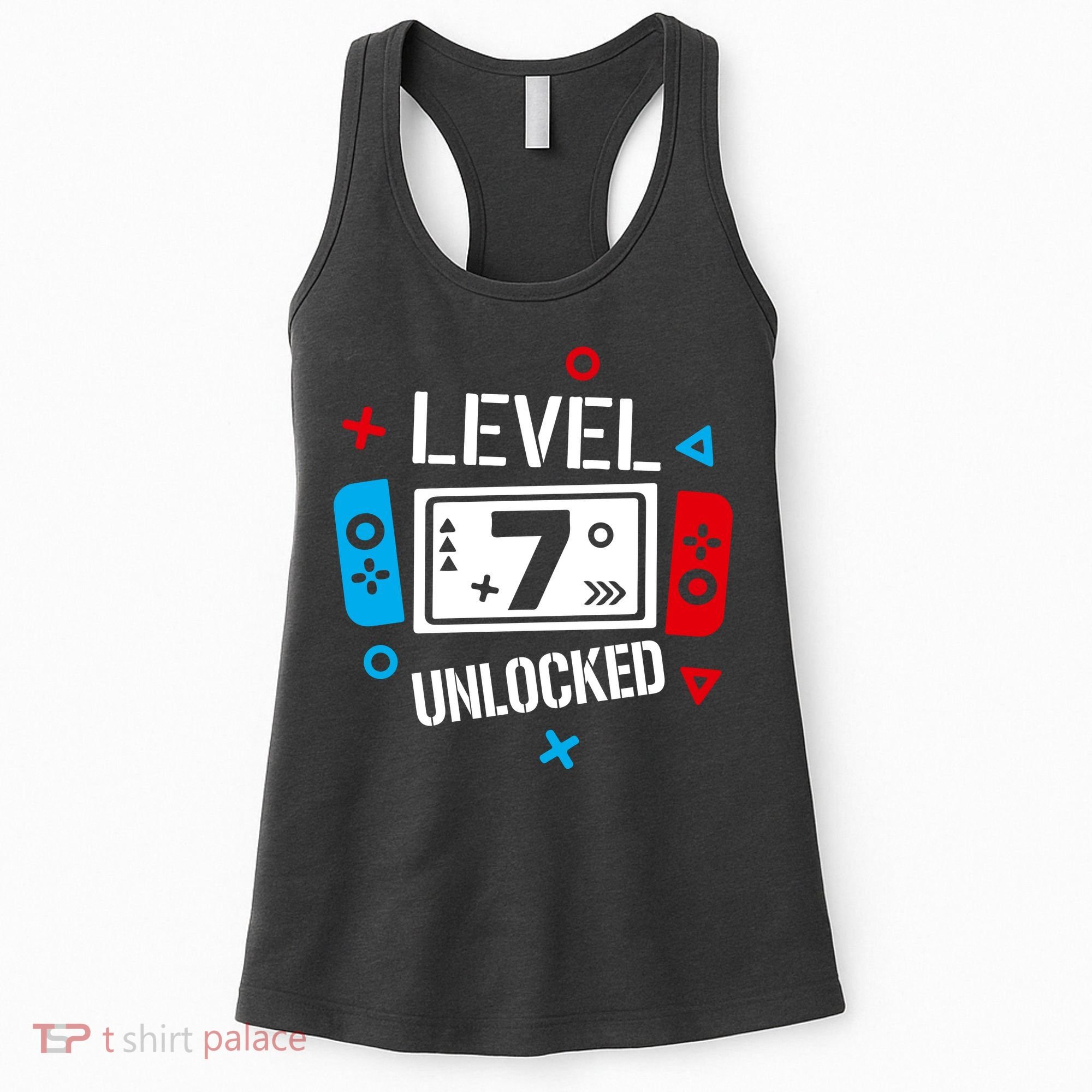 Level 7 Unlocked Birthday, 7th Birthday Boy Gamer, 7 Years Old Gamer Women's Tank Top