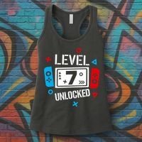 Level 7 Unlocked Birthday, 7th Birthday Boy Gamer, 7 Years Old Gamer Women's Tank Top thumb 3