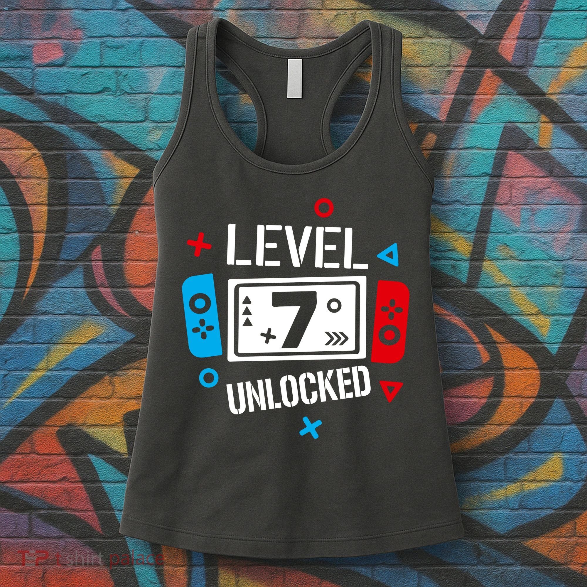 Level 7 Unlocked Birthday, 7th Birthday Boy Gamer, 7 Years Old Gamer Women's Tank Top
