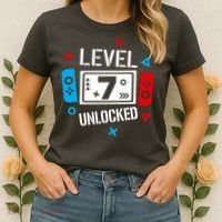Level 7 Unlocked Birthday, 7th Birthday Boy Gamer, 7 Years Old Gamer Women's T-Shirt thumb 2