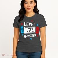 Level 7 Unlocked Birthday, 7th Birthday Boy Gamer, 7 Years Old Gamer Women's T-Shirt thumb 4