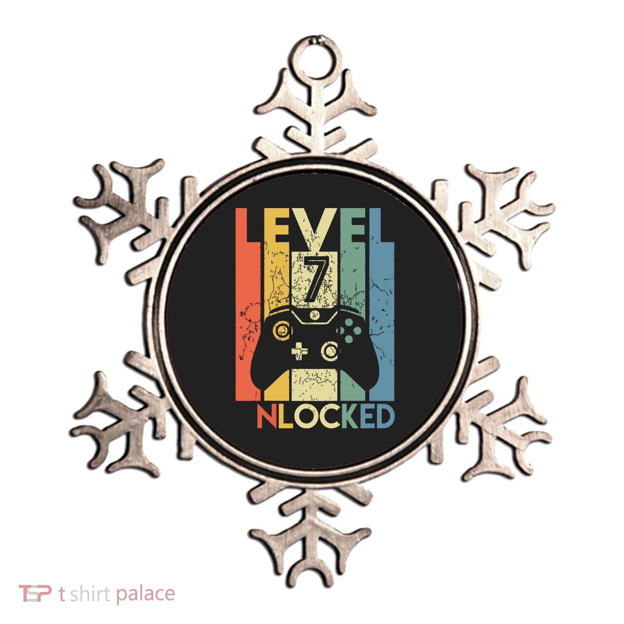 Level 7 Unlocked Funny Video Gamer 7th Birthday Gift Ornament