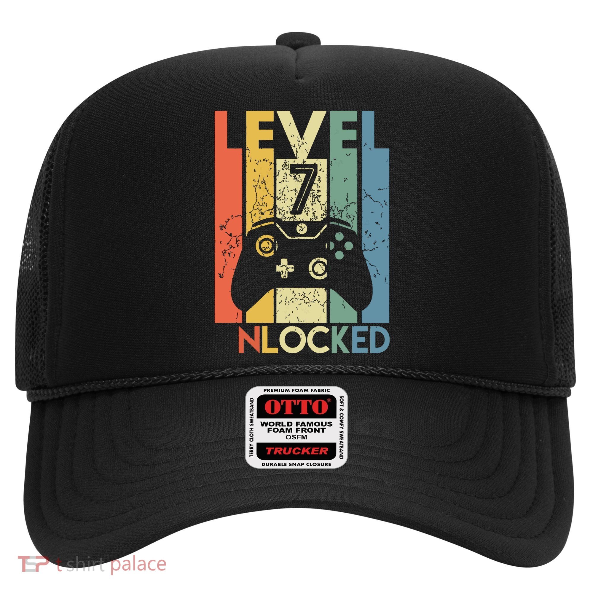 Level 7 Unlocked Funny Video Gamer 7th Birthday Gift Hat