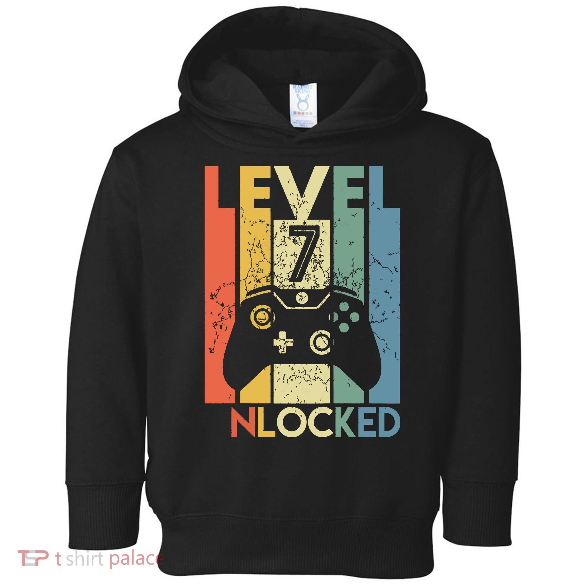 Level 7 Unlocked Funny Video Gamer 7th Birthday Gift Toddler Hoodie