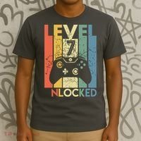 Level 7 Unlocked Funny Video Gamer 7th Birthday Gift T-Shirt thumb 3