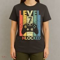 Level 7 Unlocked Funny Video Gamer 7th Birthday Gift T-Shirt thumb 4
