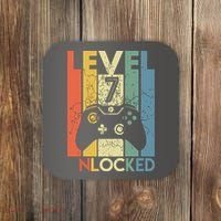 Level 7 Unlocked Funny Video Gamer 7th Birthday Gift Coaster thumb 0