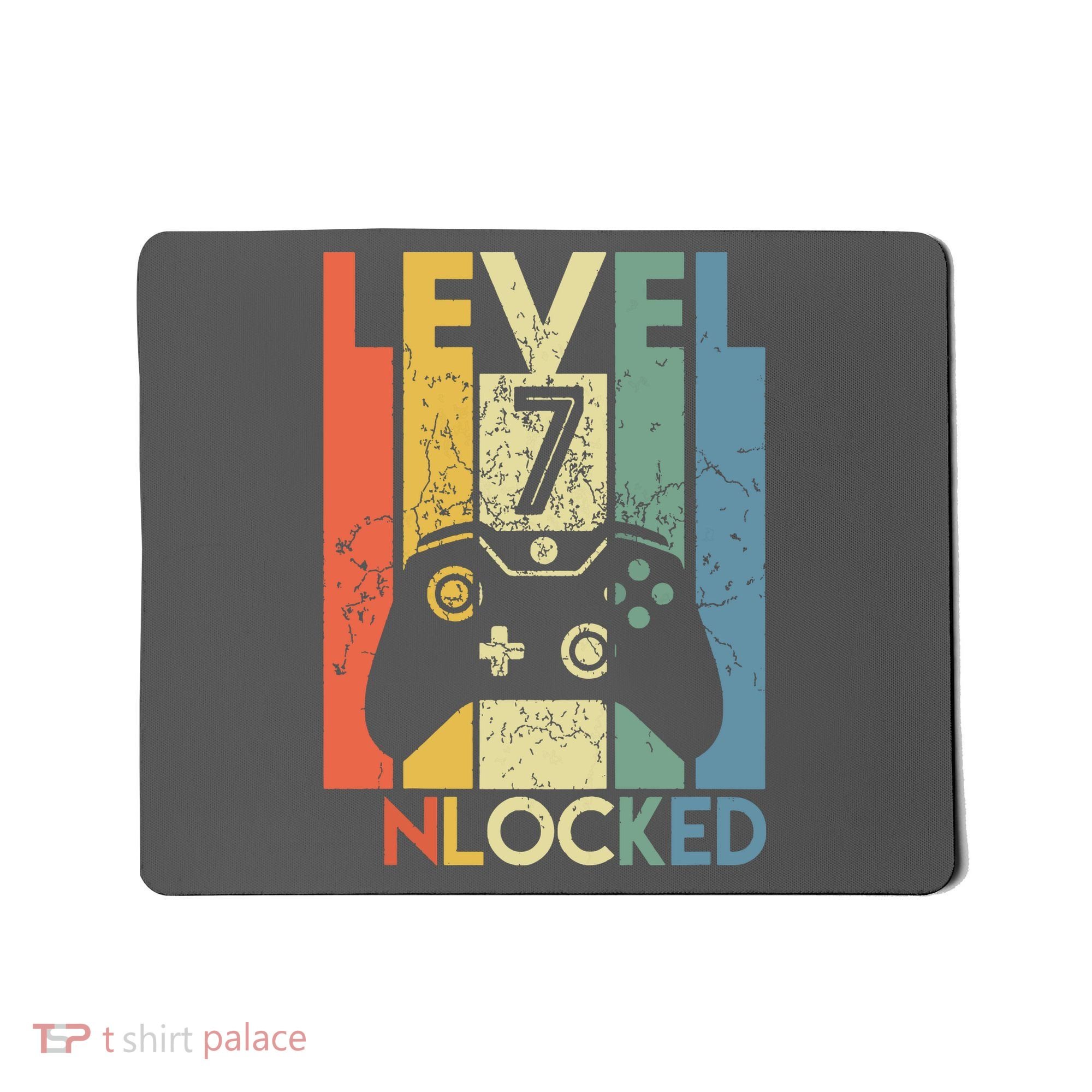 Level 7 Unlocked Funny Video Gamer 7th Birthday Gift Mousepad