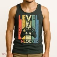 Level 7 Unlocked Funny Video Gamer 7th Birthday Gift Tank Top thumb 3