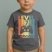 Level 7 Unlocked Funny Video Gamer 7th Birthday Gift Toddler T-Shirt thumb 2