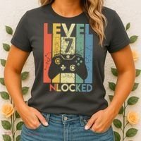 Level 7 Unlocked Funny Video Gamer 7th Birthday Gift Women's T-Shirt thumb 2