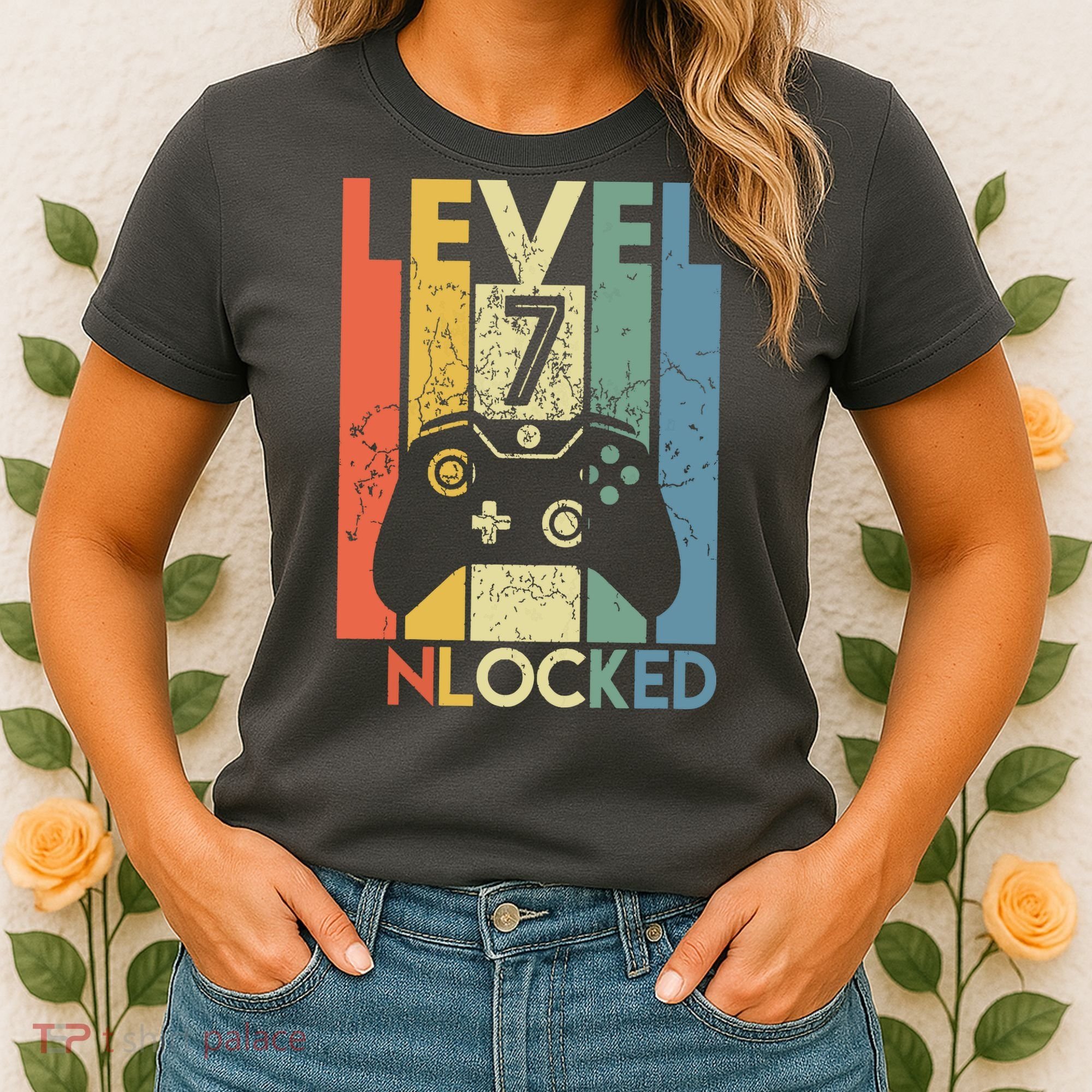Level 7 Unlocked Funny Video Gamer 7th Birthday Gift Women's T-Shirt