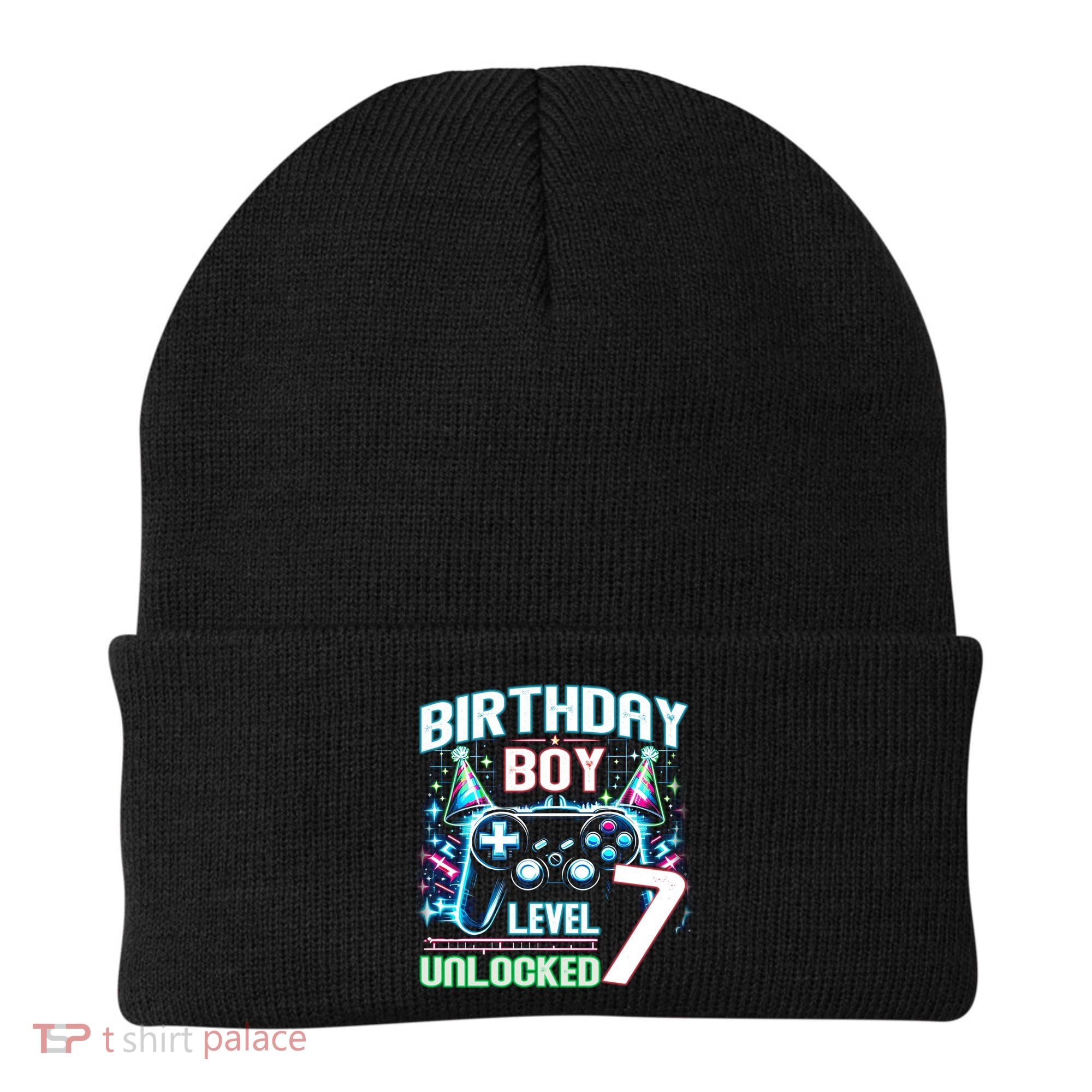Level 7 Unlocked Birthday Gamer Video Game Party Gift Beanie