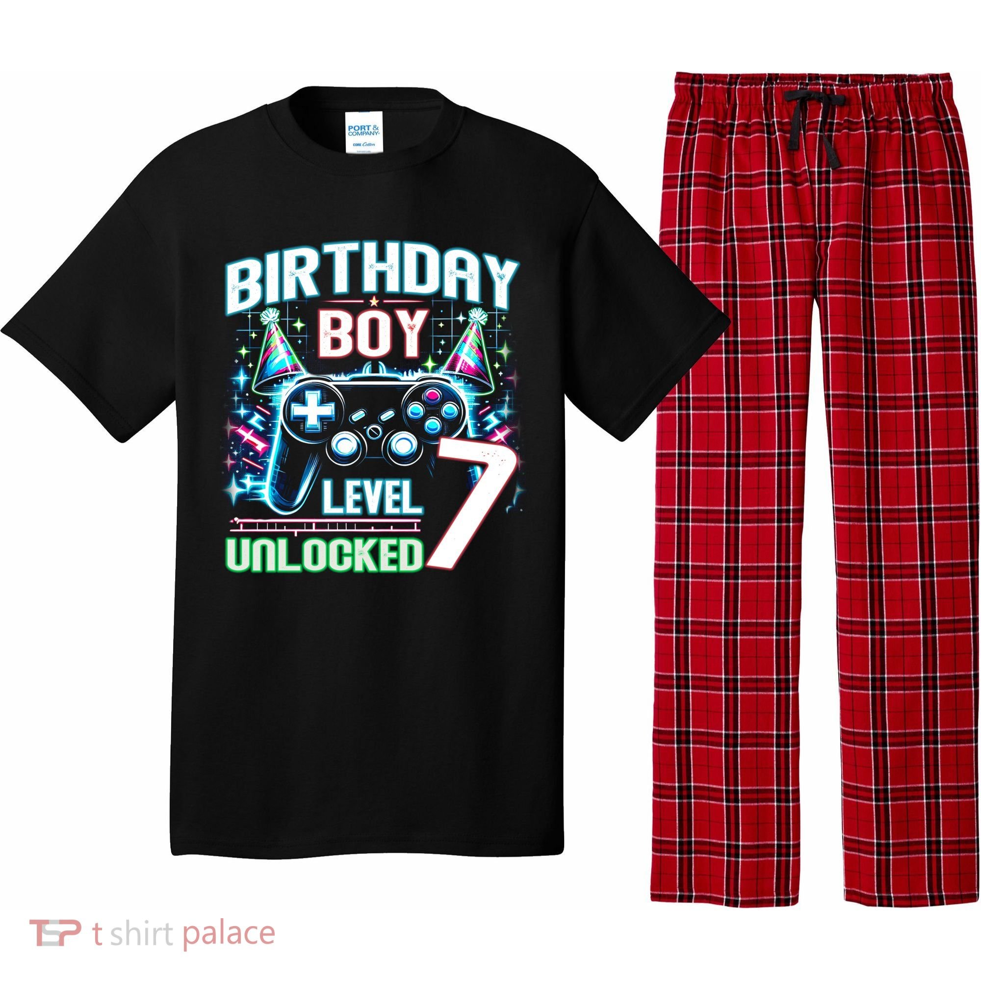 Level 7 Unlocked Birthday Gamer Video Game Party Gift Pajama Set