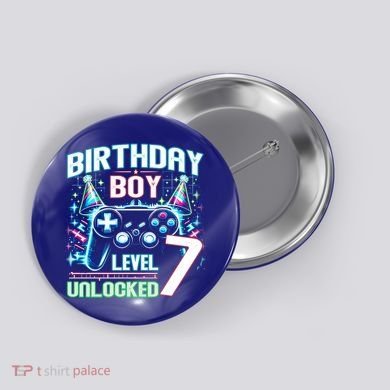 Level 7 Unlocked Birthday Gamer Video Game Party Gift Button