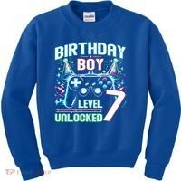 Level 7 Unlocked Birthday Gamer Video Game Party Gift Kids Sweatshirt thumb 0