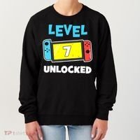 Level 7 unlocked Gamer 7th Birthday Gift Video Game lovers Women's Sweatshirt thumb 0
