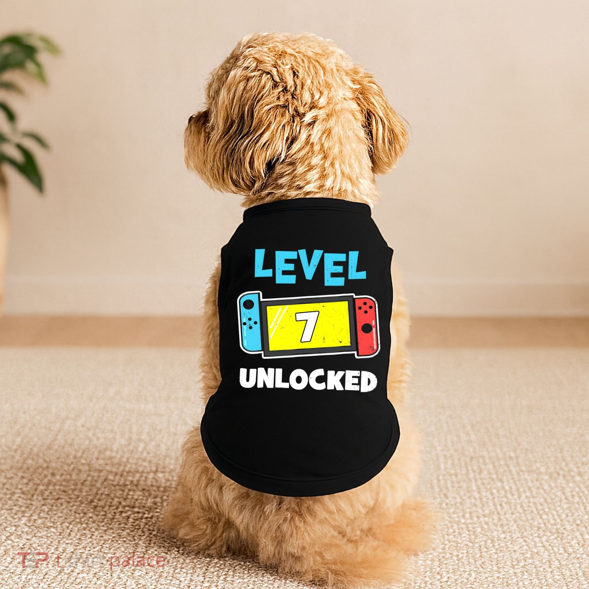 Level 7 unlocked Gamer 7th Birthday Gift Video Game lovers Doggie Tank