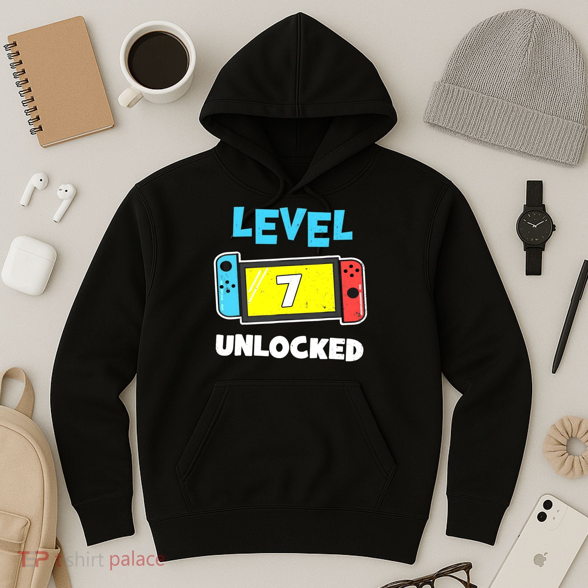 Level 7 unlocked Gamer 7th Birthday Gift Video Game lovers Hoodie