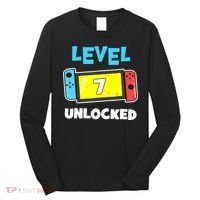 Level 7 unlocked Gamer 7th Birthday Gift Video Game lovers Long Sleeve Shirt thumb 0