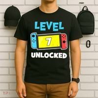 Level 7 unlocked Gamer 7th Birthday Gift Video Game lovers T-Shirt thumb 6