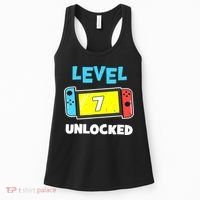 Level 7 unlocked Gamer 7th Birthday Gift Video Game lovers Women's Tank Top thumb 0