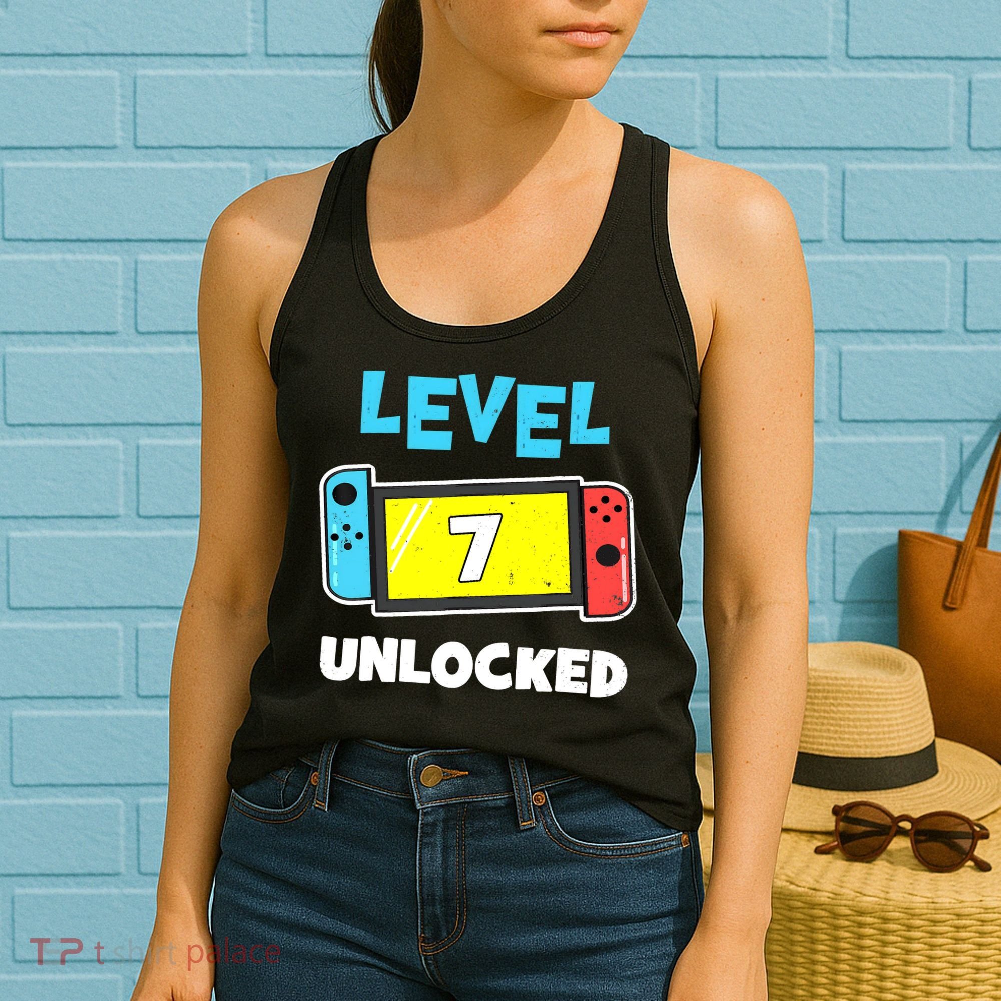 Level 7 unlocked Gamer 7th Birthday Gift Video Game lovers Women's Tank Top
