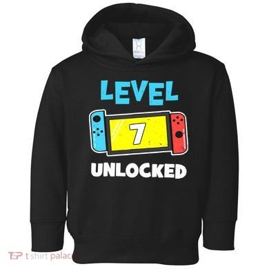 Level 7 unlocked Gamer 7th Birthday Gift Video Game lovers Toddler Hoodie