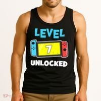 Level 7 unlocked Gamer 7th Birthday Gift Video Game lovers Tank Top thumb 3
