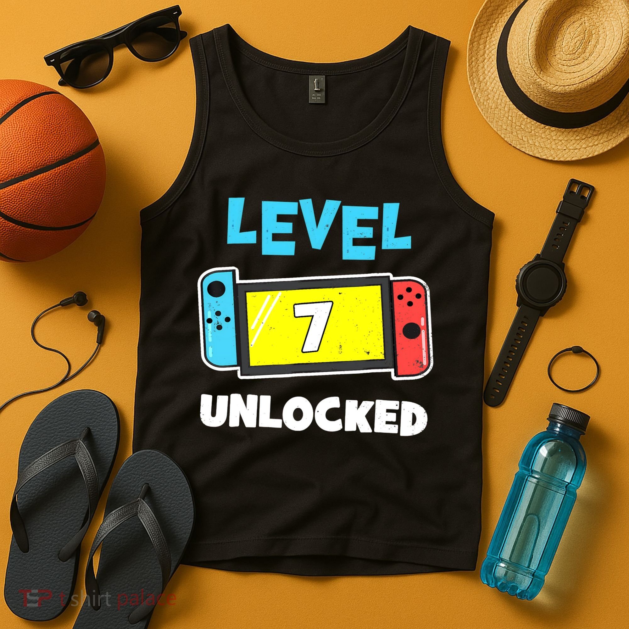 Level 7 unlocked Gamer 7th Birthday Gift Video Game lovers Tank Top