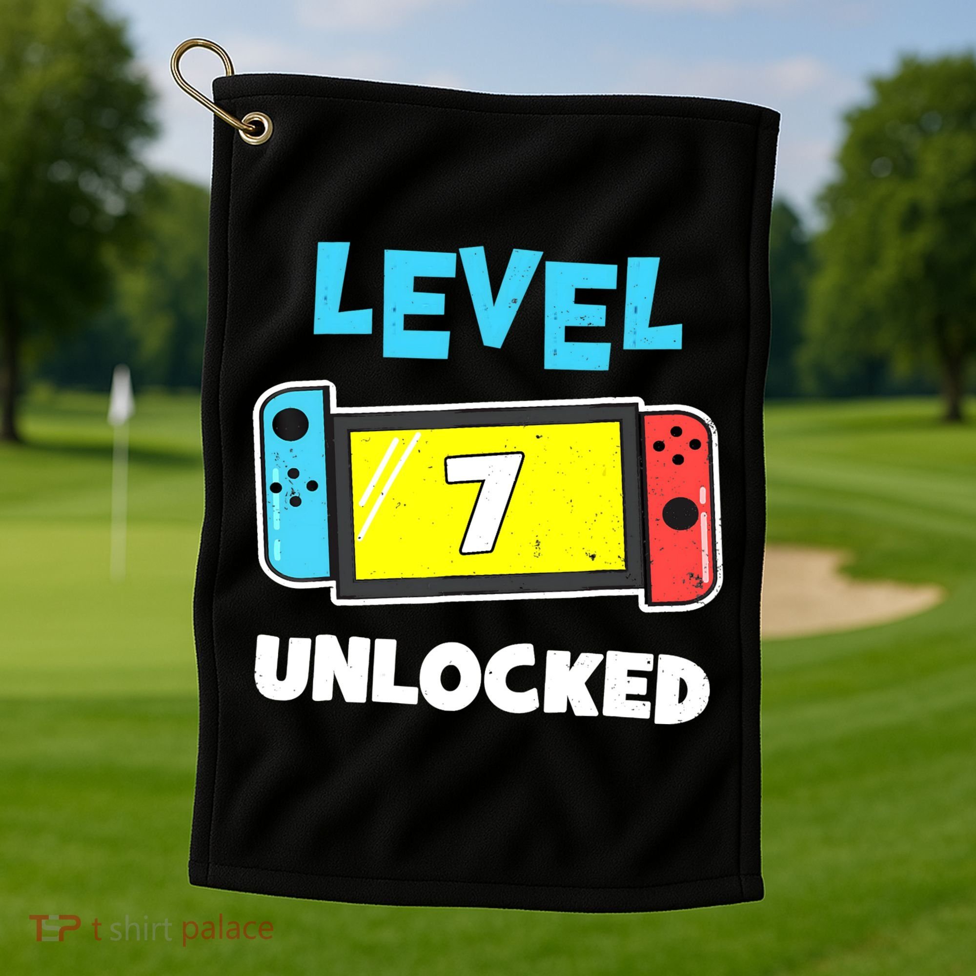 Level 7 unlocked Gamer 7th Birthday Gift Video Game lovers Golf Towel