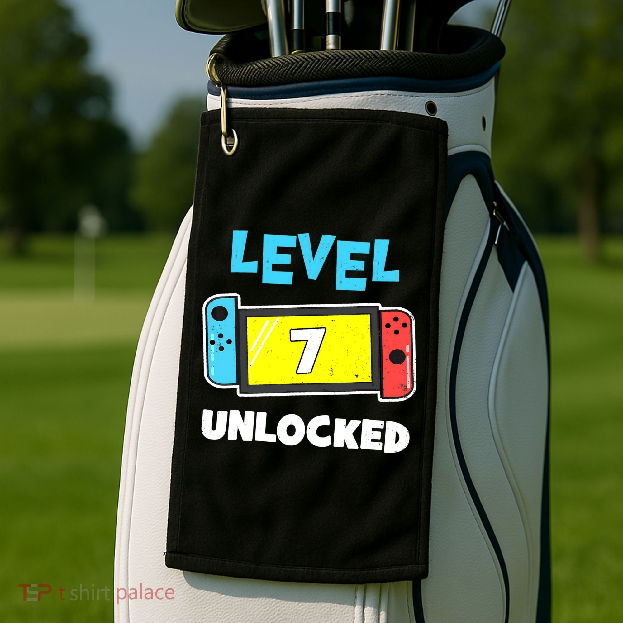 Level 7 unlocked Gamer 7th Birthday Gift Video Game lovers Golf Towel