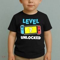 Level 7 unlocked Gamer 7th Birthday Gift Video Game lovers Toddler T-Shirt thumb 2