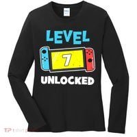 Level 7 unlocked Gamer 7th Birthday Gift Video Game lovers Women's Long Sleeve Shirt thumb 0