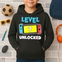 Level 7 unlocked Gamer 7th Birthday Gift Video Game lovers Kids Hoodie thumb 2