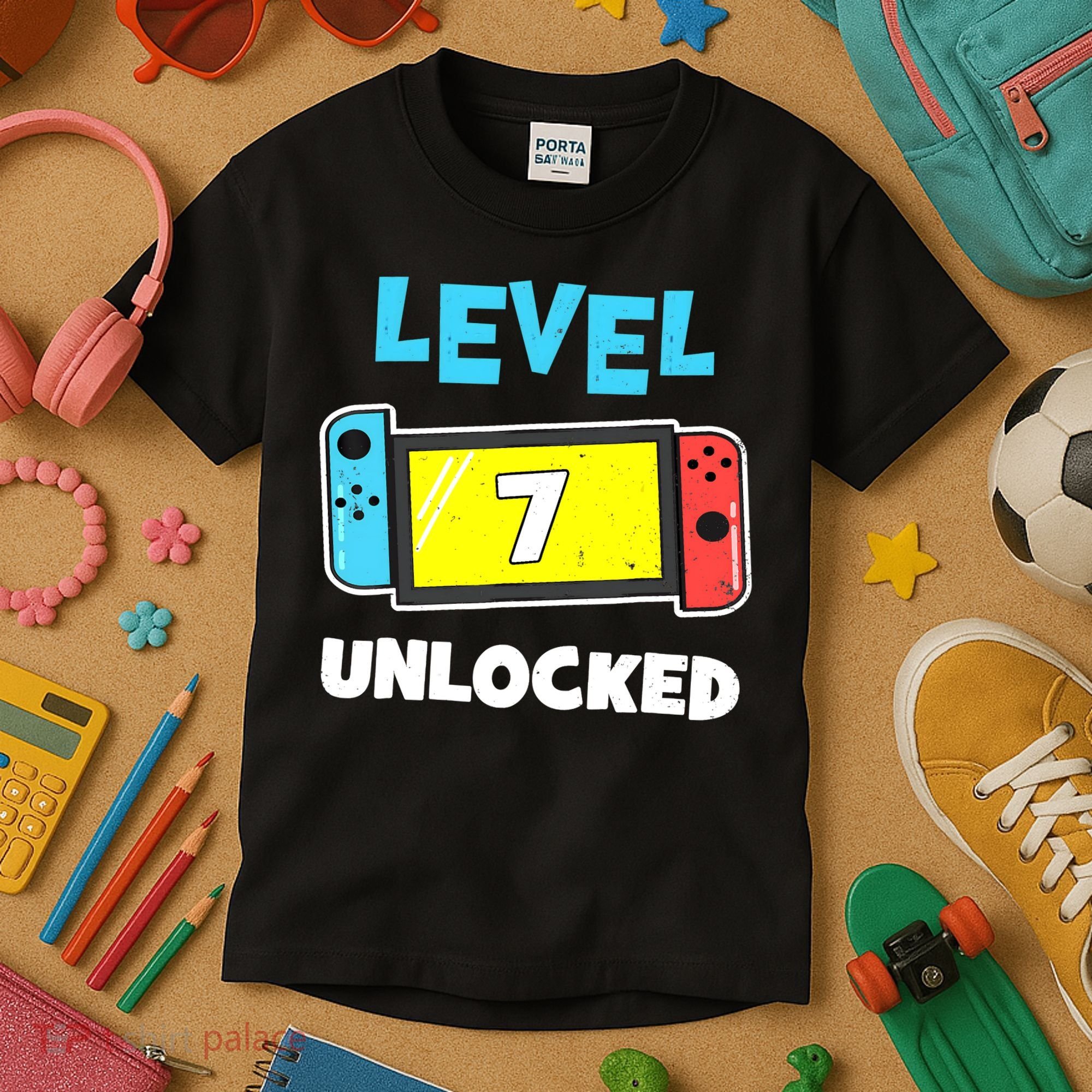 Level 7 unlocked Gamer 7th Birthday Gift Video Game lovers Kids T-Shirt