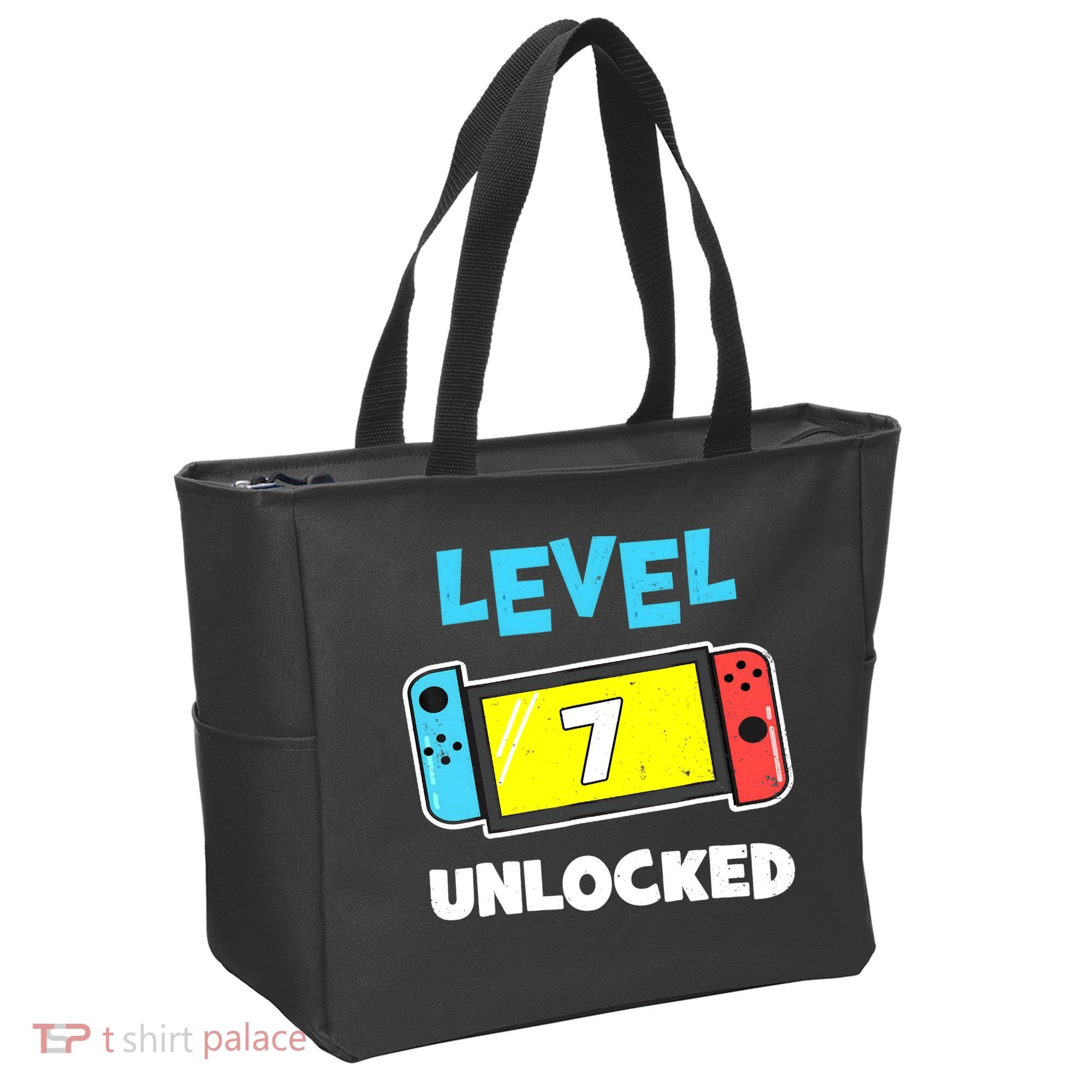 Level 7 unlocked Gamer 7th Birthday Gift Video Game lovers Tote Bag