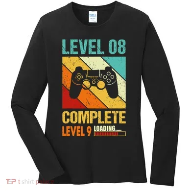 Level 8 Complete Level 9 Loading 8th Wedding Anniversary Women's Long Sleeve Shirt
