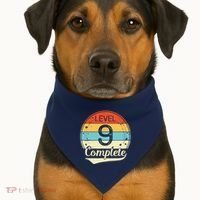 Level 9 Complete Retro 9th Wedding Anniversary USA-Made Doggie Bandana thumb 1
