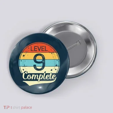 Level 9 Complete Retro 9th Wedding Anniversary Button