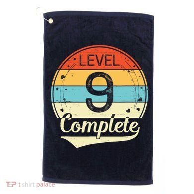 Level 9 Complete Retro 9th Wedding Anniversary Golf Towel