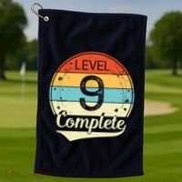 Level 9 Complete Retro 9th Wedding Anniversary Golf Towel thumb 1