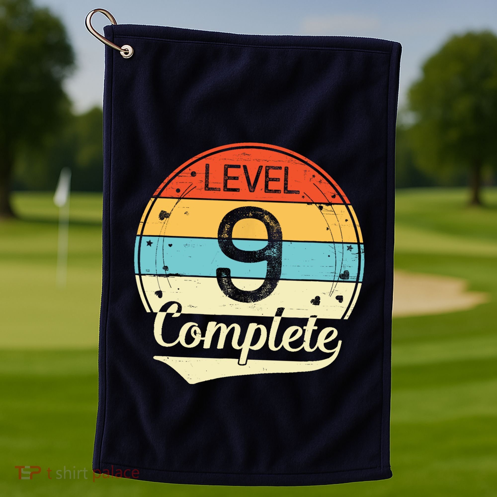 Level 9 Complete Retro 9th Wedding Anniversary Golf Towel