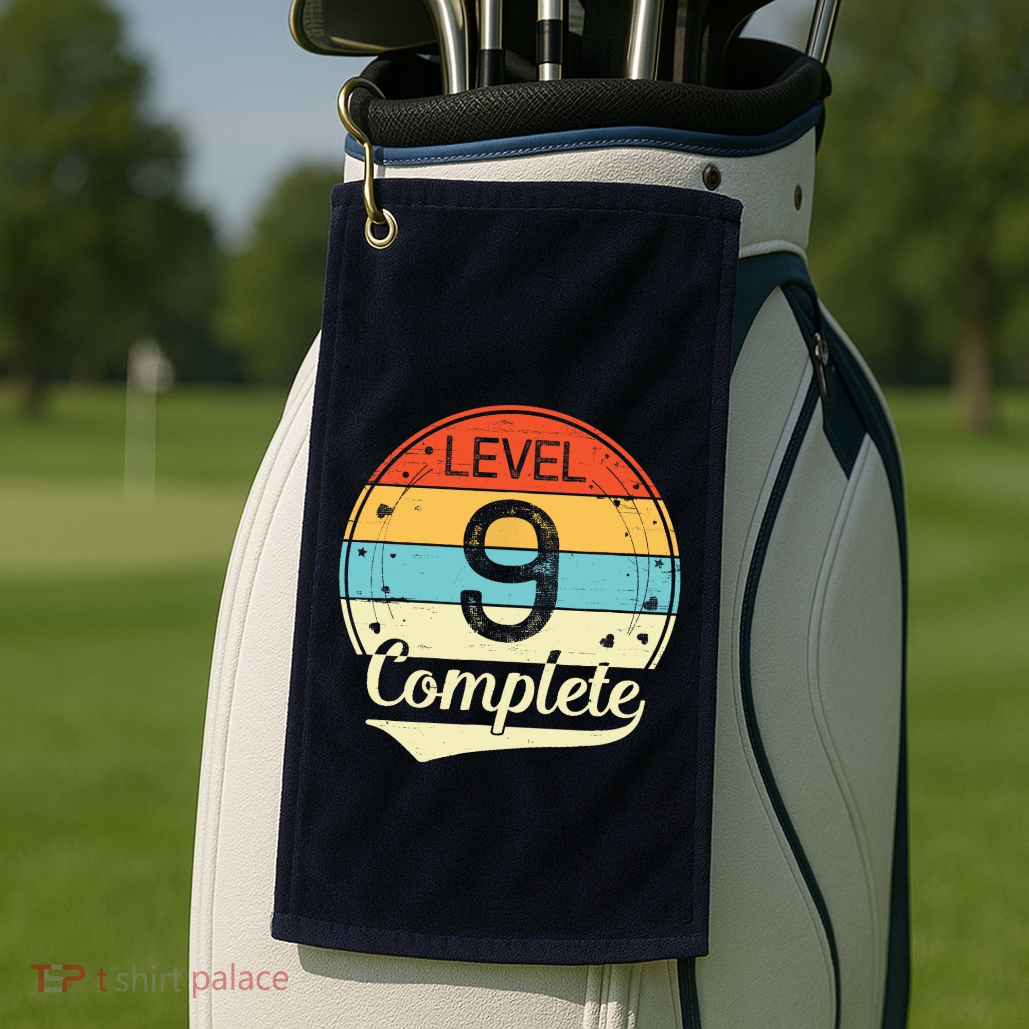Level 9 Complete Retro 9th Wedding Anniversary Golf Towel