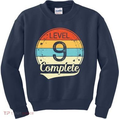 Level 9 Complete Retro 9th Wedding Anniversary Kids Sweatshirt
