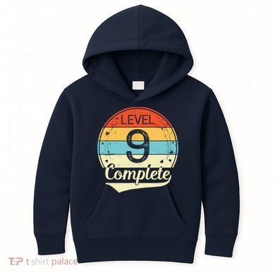 Level 9 Complete Retro 9th Wedding Anniversary Kids Hoodie