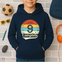 Level 9 Complete Retro 9th Wedding Anniversary Kids Hoodie thumb 2