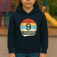 Level 9 Complete Retro 9th Wedding Anniversary Kids Hoodie thumb 3